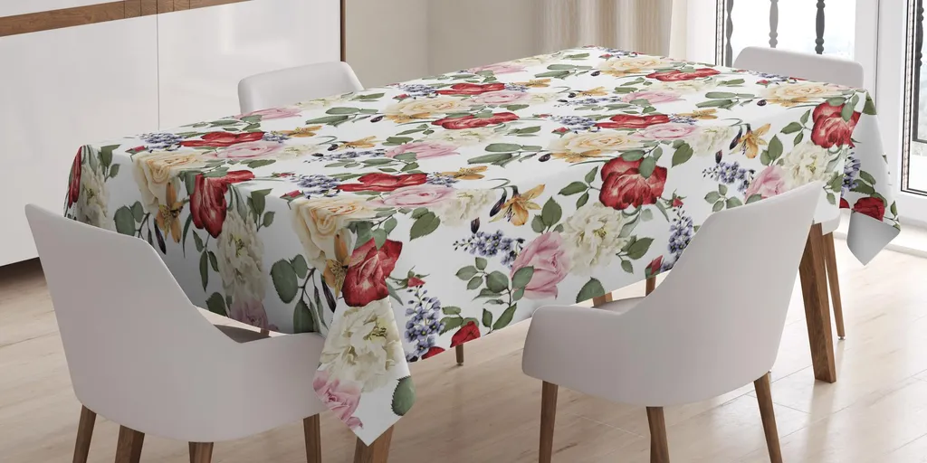 Tovaglia ABAKUHAUS Shabby Flora 140x200 cm Rosa Pallido Qualità Premium