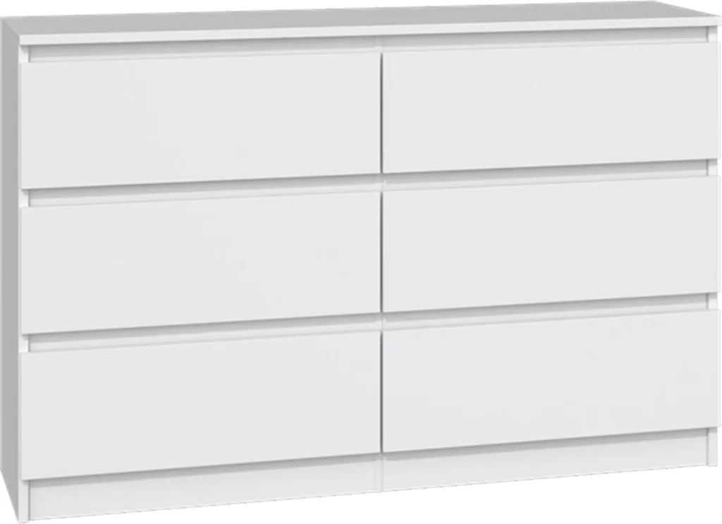 Commode Selsey Malwa 120 cm à 6 tiroirs blanc pour chambre moderne