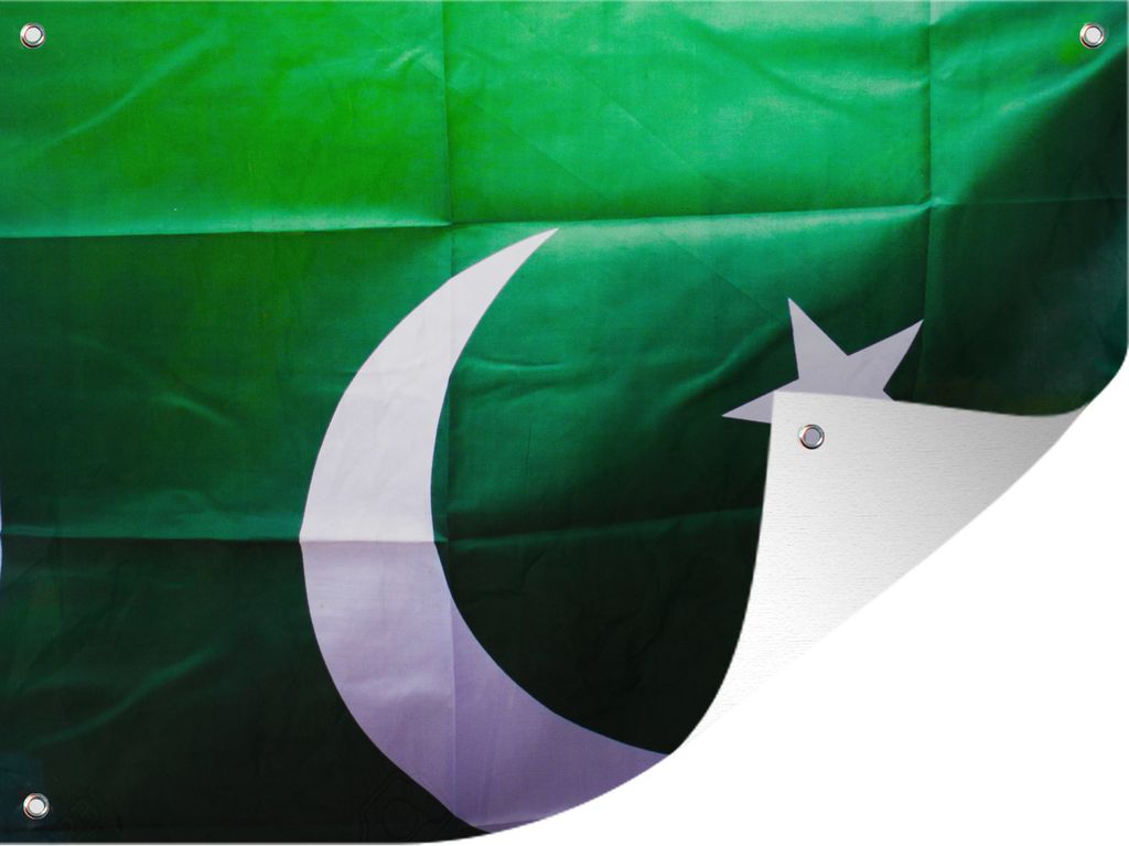 MuchoWow 80x60 cm Outdoor-Poster Gartendeko Sichtschutz Garten Poster für den Garten Nahaufnahme der Flagge von Pakistan
