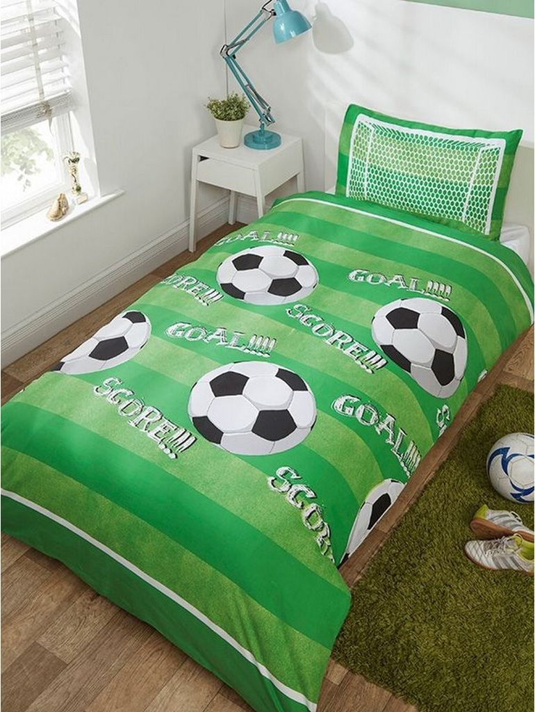 Rapport - Fußball - Bettwäsche-Set "Goal" AG971 (Einzelbett, Einzelbett) (Grün/Grün/Weiß/Weiß)