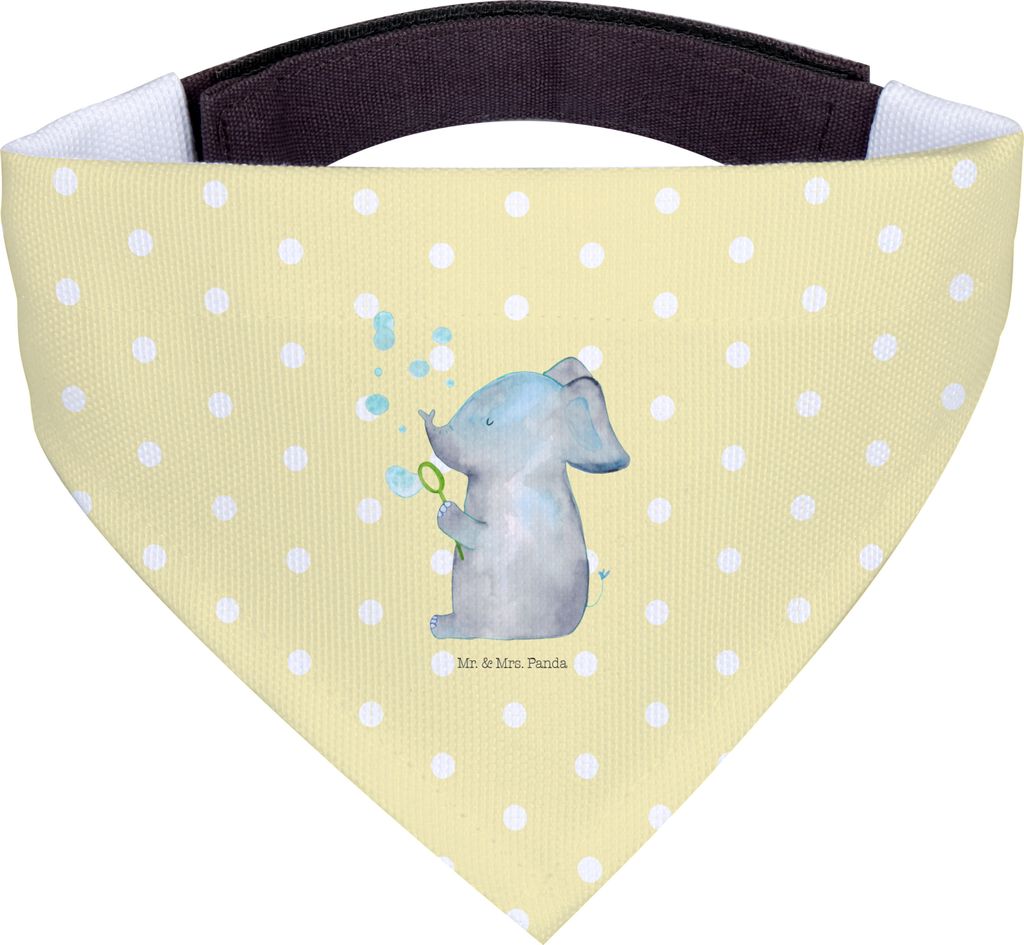 Mr. & Mrs. Panda Tuch Elefant Seifenblasen - Gelb Pastell - Geschenk, Lustige Sprüche, Elefanten, Hundehalstuch, Schal Hund, Halstuch, für Hunde,...