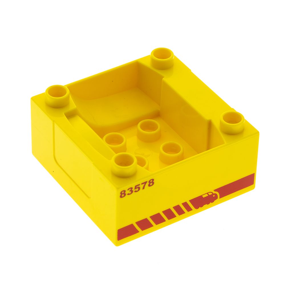 1x Lego Duplo Führerhaus 4x4 gelb Typ 2 bedruckt rot Produktbild 