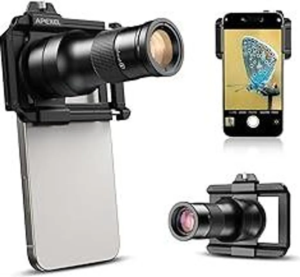 APEXEL HD 6X Teleobiettivo con messa a fuoco fissa e clip universale migliorata, obiettivo macro per cellulare da 150 mm, kit obiettivo per cellulare con doppia funzione, adatto alla maggior parte degli smartphone