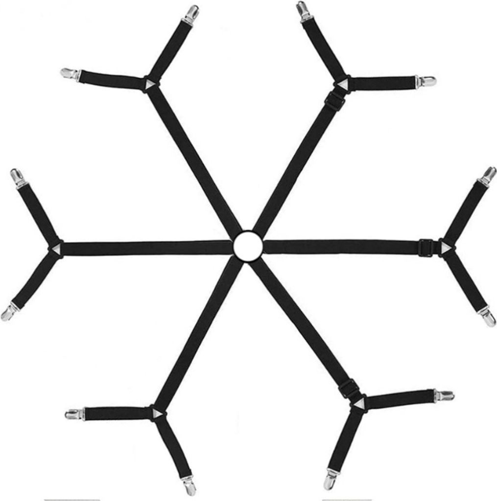 Elastische Bettlakenspanner - Bettlaken Spanngurte Matratzenklammern mit Langen Spannbändern, Bettlakenspanner Verstellbar mit 6 Metall Clip passe...