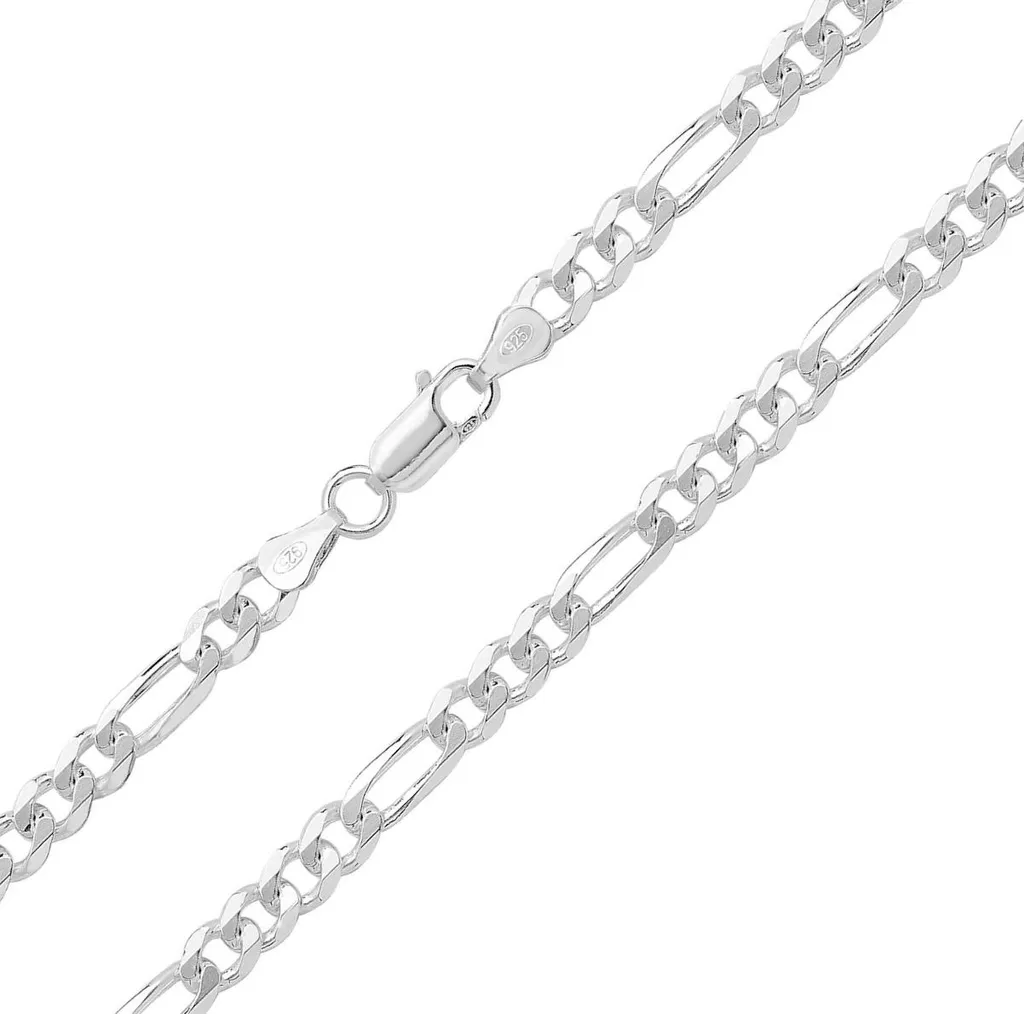 Chaine Figaro 66cm en Argent 925 Véritable, Mailles Robustes de 6mm Pro