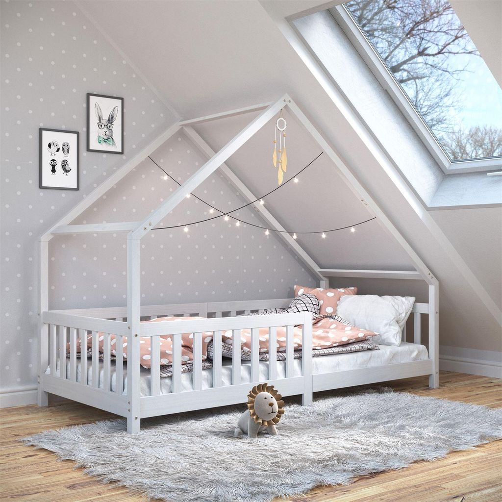 Hausbett CORA 90x190 cm, Weiß - Kinderbett mit Produktbild 