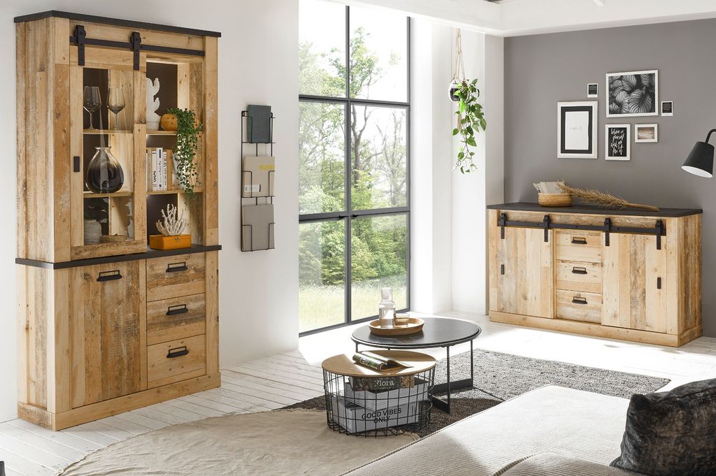 Wohn- und Esszimmer Set "Stove" in Used Wood Wohnkombination 2-teilig