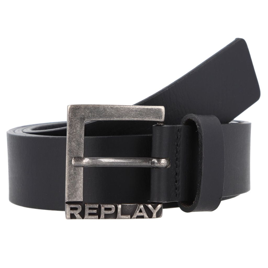 REPLAY Leather Belt W110 Black Gürtel