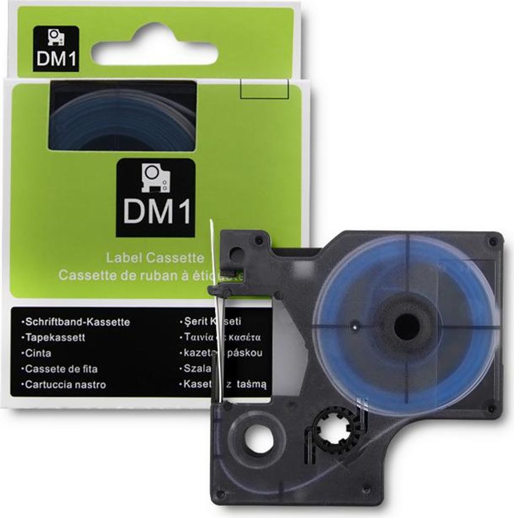 Qoltec Schrumpfschlauch für DYMO D1/DM1 Drucker | 9mm x 1,5m | Weiß | Schwarzer Druck