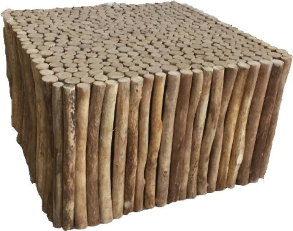 Casa Padrino Landhausstil Couchtisch Naturfarben 80 x 80 x H. 46 cm - Handgefertigter Wohnzimmertisch