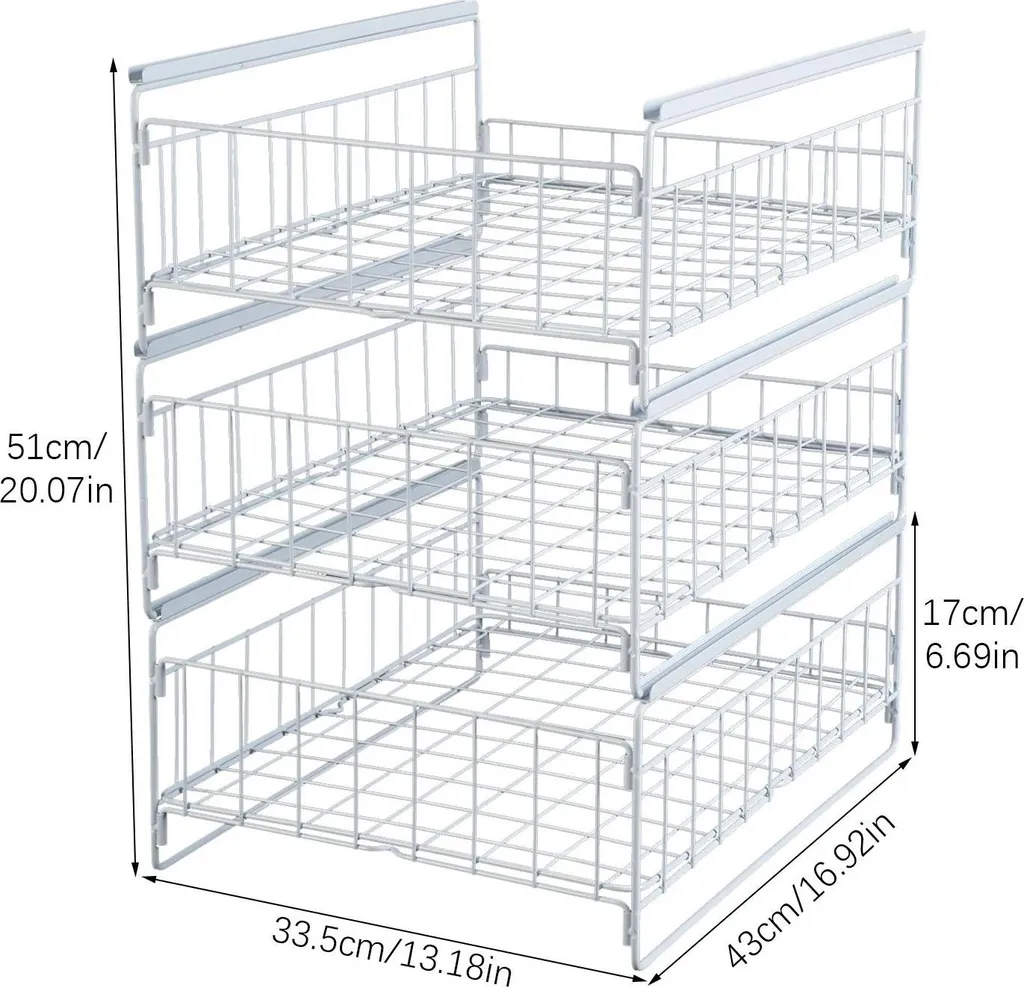 DINDON Organizzatore estraibile a 1 ripiano (43,2 cm di larghezza x 53,3 cm di profondità) a un livello, resistente, per cassetti in legno sotto l'armadio