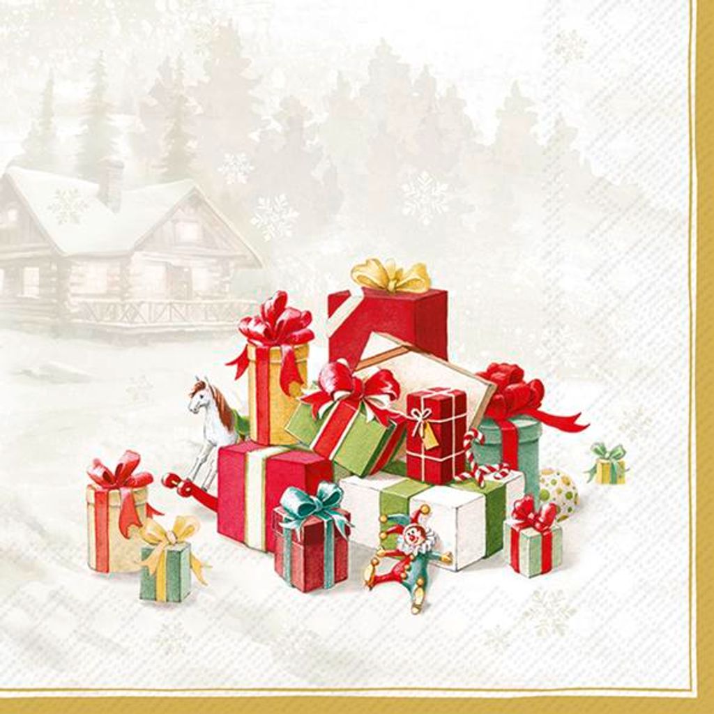 HAPPY PRESENTS Gold Lunch-Servietten L1062109