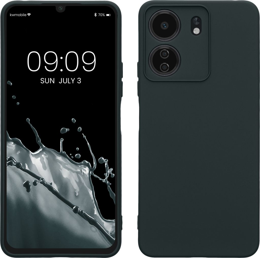 kwmobile Slim Case kompatibel mit Xiaomi Poco C65 / Redmi 13C Hülle - Handyhülle aus Silikon in Dunkler Schiefer