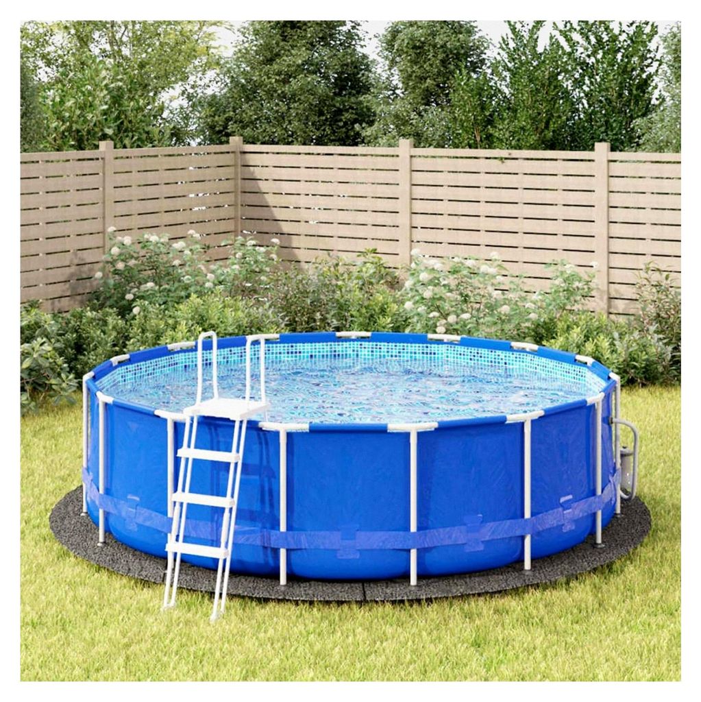 Pool-Bodentuch aus strapazierfähigem Polyester-Geotextil 150 g/m², runde Unterlage 4-teilig, hellgrau Ø458 cm für Schwimmbecken