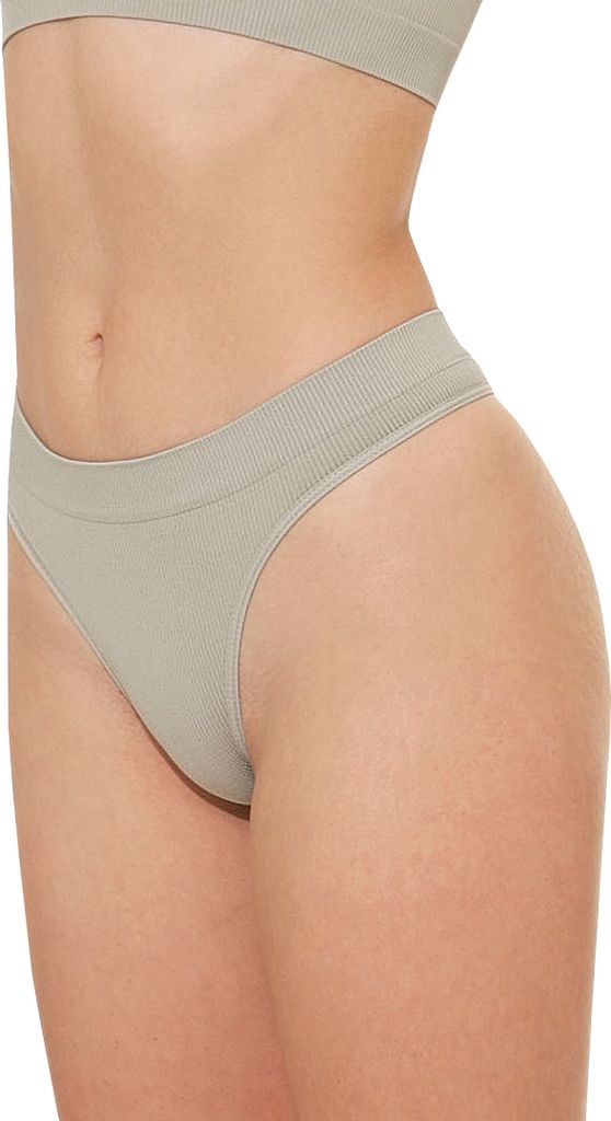 Yenita String-Tanga Ribbed Collection L khaki