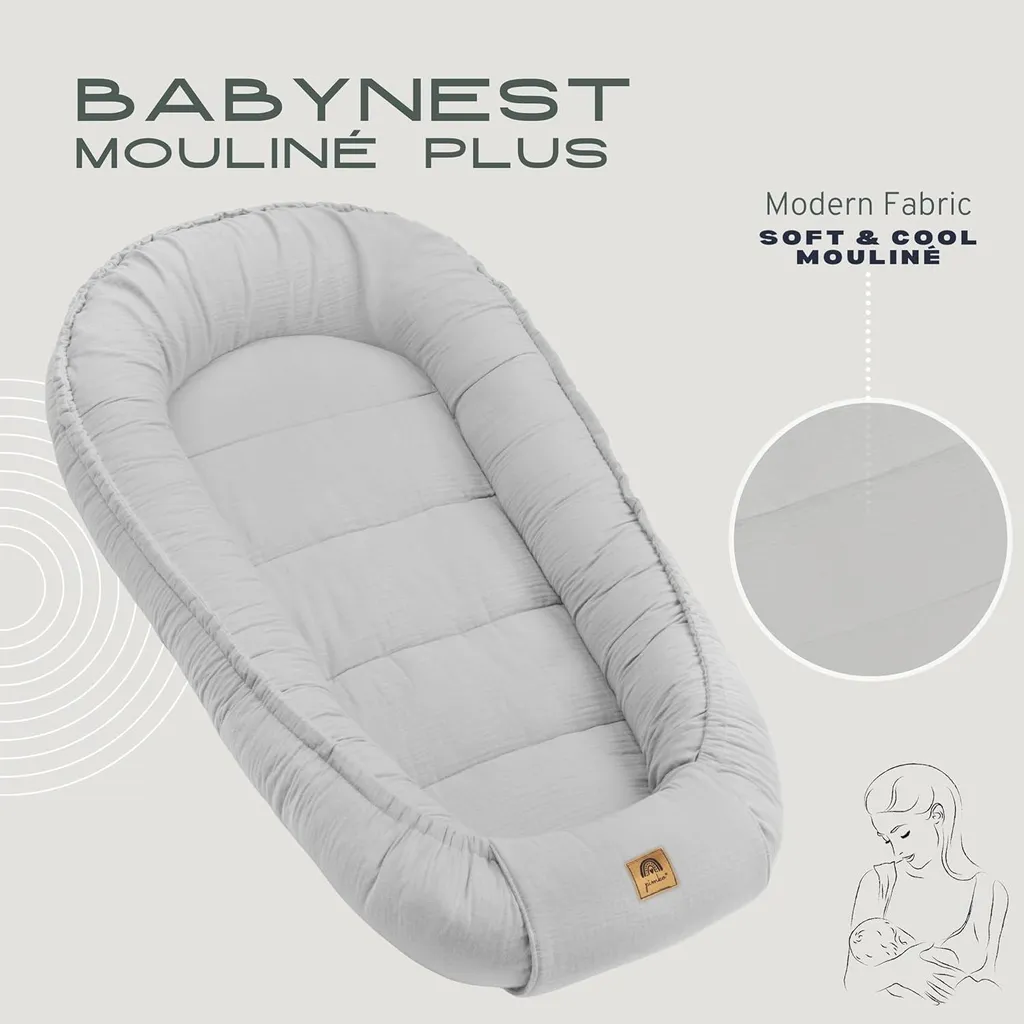 Cocon Bébé Gris Perle en Mousseline de Coton - Nid Douillet Ajustable