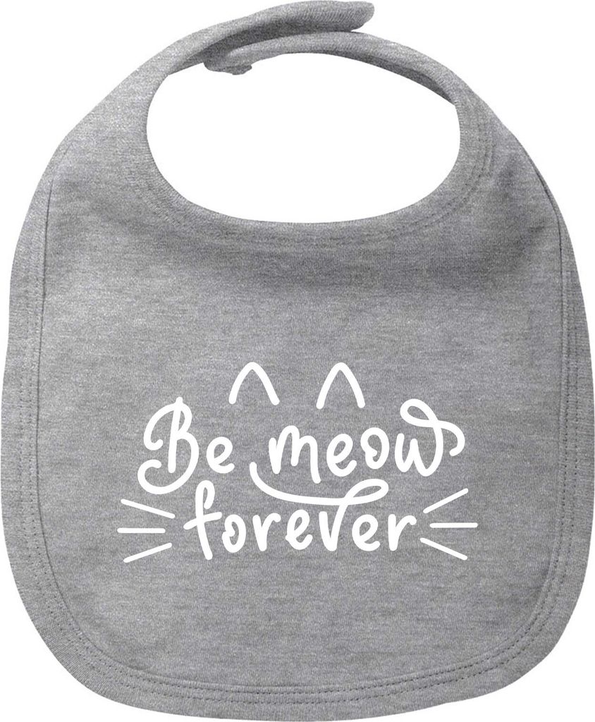 Huuraa Baby Lätzchen Be meow forever Katze Heather Grey Klettverschluss Baumwolle Latz Geschenkidee