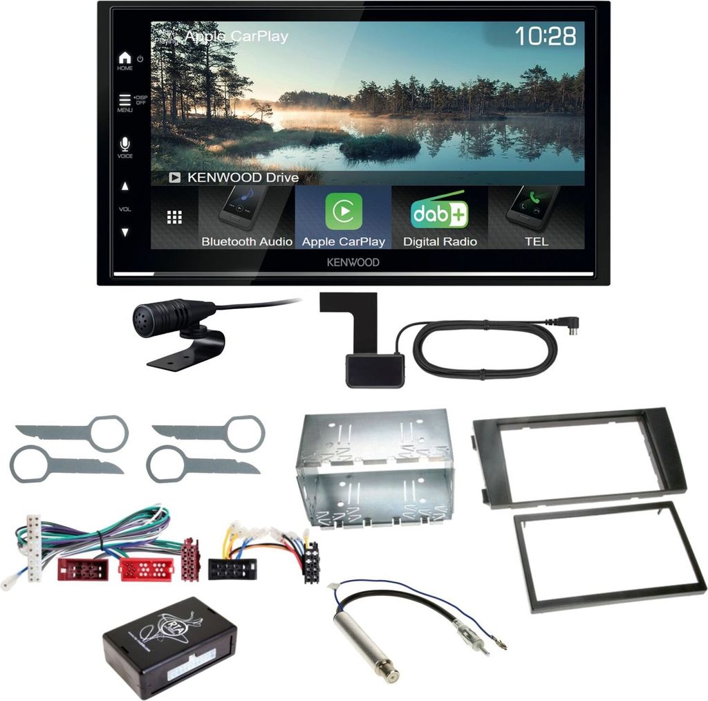 Kenwood DMX7722DABS Android Auto CarPlay Bluetooth Einbauset für Audi A6 4B