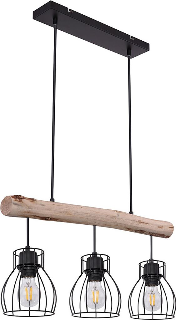 Hängeleuchte, Käfig Design, Holz, L 60 cm