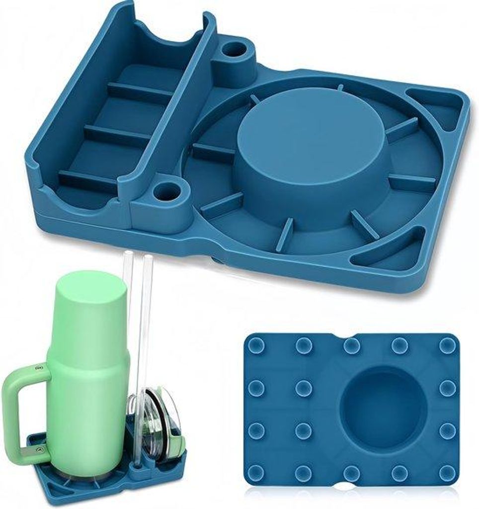 Silikonischer Küchenaccessoire für alle Flaschenarten, Universal-Trockenrek, Blau, 50 cm