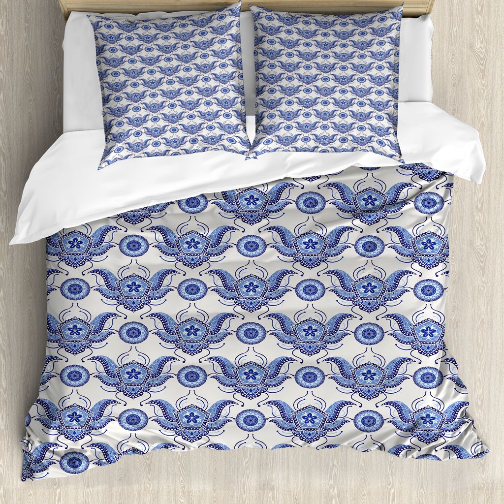 ABAKUHAUS Antique Oriental Bettbezug Set für Einzelbetten, Paisley Motive, Milbensicher Allergiker geeignet mit Kissenbezug, 200 cm x 200 cm - 80 ...