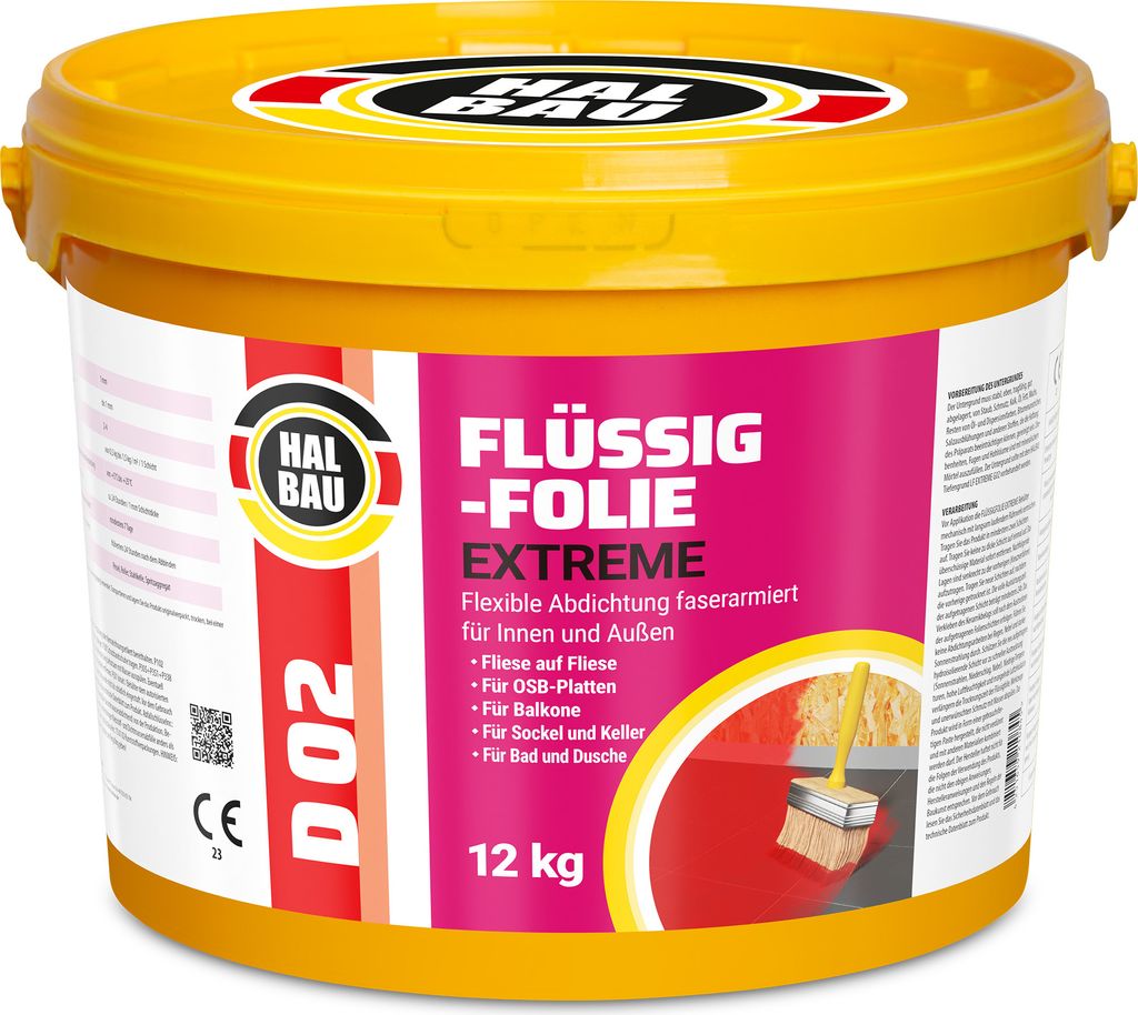 Flüssigfolie Außen 12Kg Wasserdicht Abdichtfolie Dichtmasse Balkon Dusche Bad D02