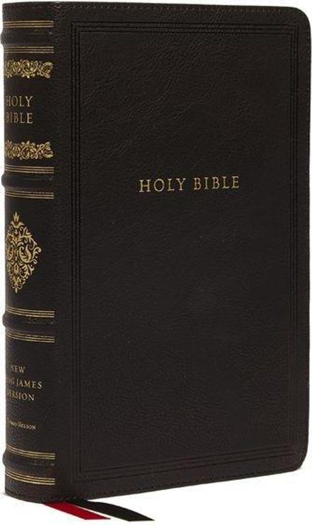 NKJV Large Print Reference Bible, Black Leathersoft, Red Letter, Comfort Print, Thumb Indexed (Sovereign Collection)