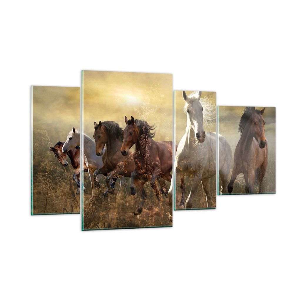 Bilder auf glas - Pferd Tier Natur - 120x70cm - Glasbilder - Wandbilder - Kunstdruck - zum Aufhängen bereit - Wanddekoration aus Glas - Glas Bilde...