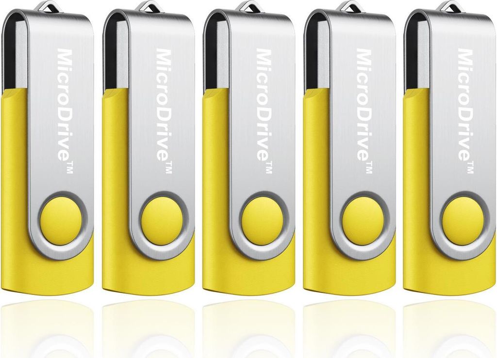 5x 16GB USB 2.0 Stick Flash USB Drive Swivel USB Flashdrive Speicherstick Memorystick Farbe: Gelb