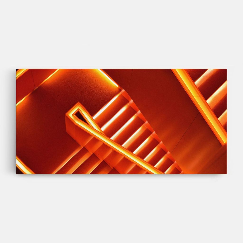 ARTHUB Leinwandbild 60x120 cm, Orange Stairs | Wohnzimmerdekoration, Hängende Bilder, Wanddekoration, Heimdekoration, Abstrakte, Optische Täusc...