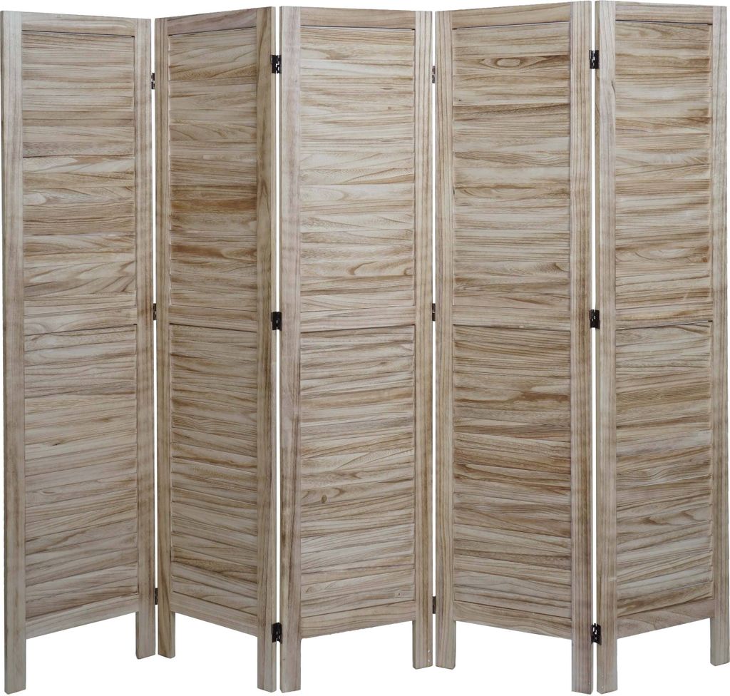 Paravent HWC-G30, Trennwand Sichtschutz Raumteiler, Shabby-Look 170x200cm hellbraun