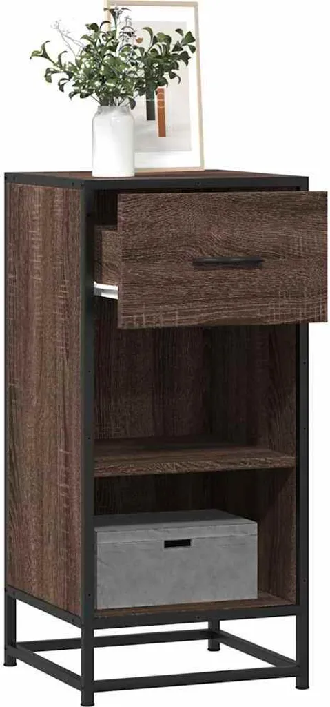 Maison Exclusive - Credenza effetto rovere marrone 35,5x35x76 cm Materiale ligneo Metallo