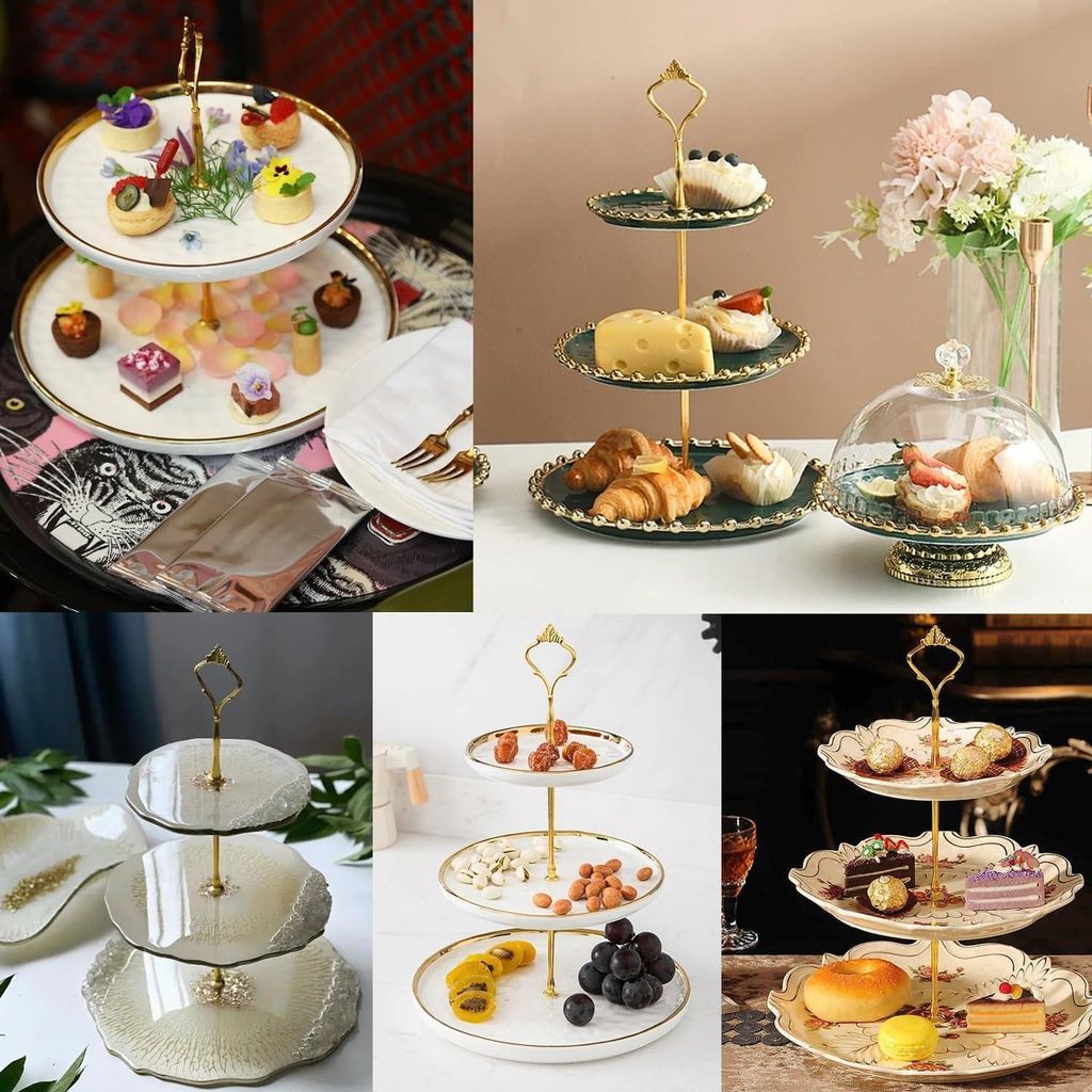 Set aus 5 Metallstangen für 3 Etagen Etagere Bausatz - Gold