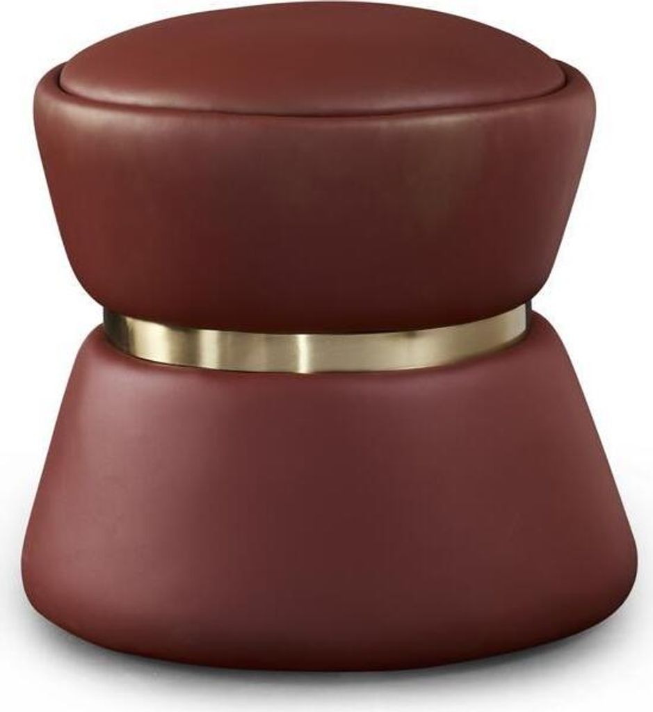 Hocker Polsterhocker Fuß Ablage Möbel Wohnen Sitzbänke Sitz Leder Grau Design