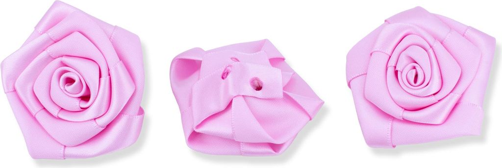 Satinrosen 6cm zum Basteln & Aufnähen 3 Stück Rosa