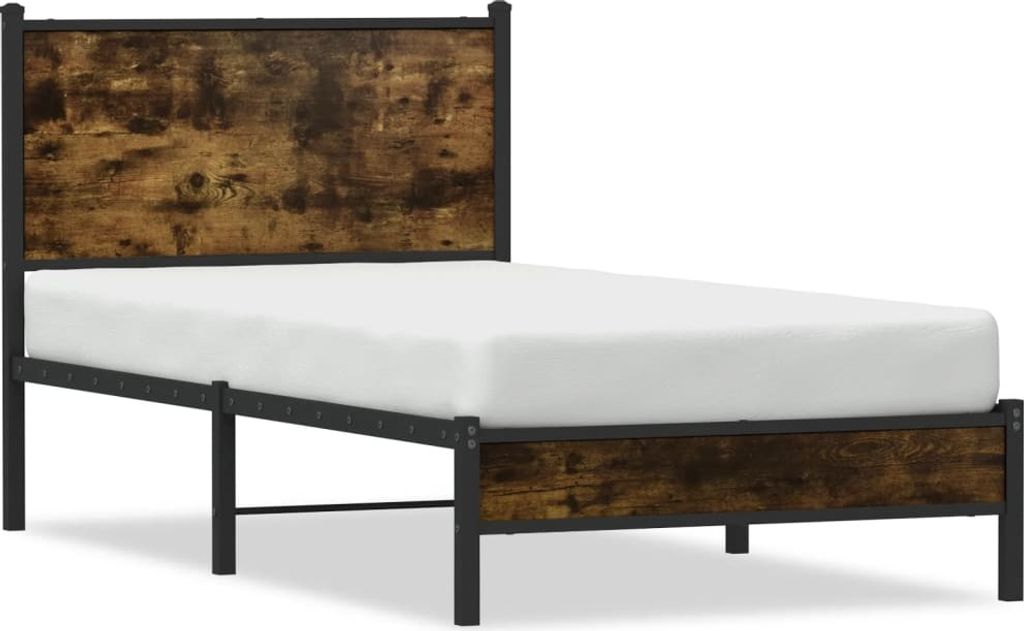 vidaXL Metallbett ohne Matratze Räuchereiche 80x200 cm