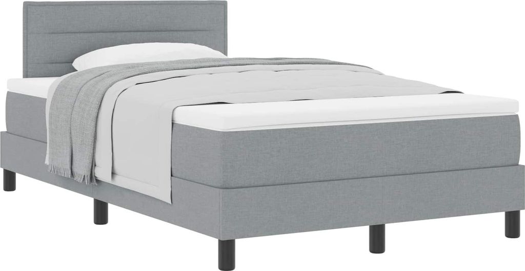 Boxspringbett mit Kopfteil Hellgrau 120 x 200 cm Stoff