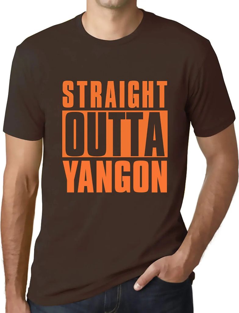 Herren Grafik T-Shirt Direkt aus Yangon – Straight Outta Yangon – Öko-Verantwortlich Vintage Jahrgang Kurzarm Lustige Druck Geburtstag Geschen...