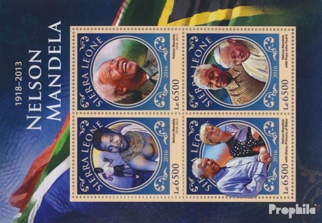 Briefmarken Sierra Leone 2016 Mi 7698-7701 Kleinbogen (kompl. Ausg.) postfrisch Nelson Mandela