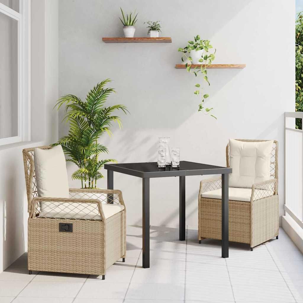 "Rabatt" Garten Essgruppe - Gartenmöbelset - Loungegruppe - 3 pcs Beige und Cremeweiß Poly-Rattan - Lounge-Dining set CC13617