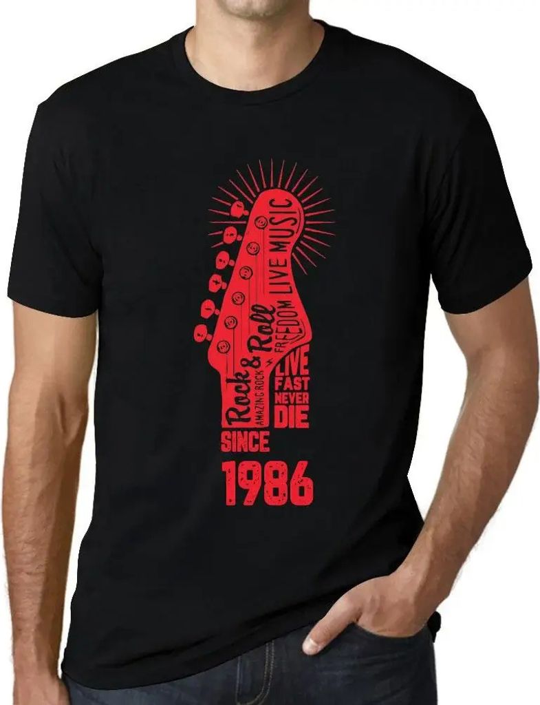 Herren Grafik T-Shirt Lebe schnell stirb nie Gitarre und Rock & Roll seit 1986 – Live Fast, Never Die Guitar and Rock & Roll Since 1986 – Gesch...