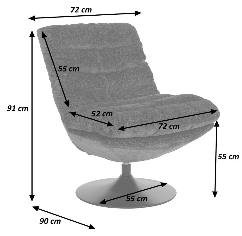 Loungesessel HWC-Q29, Cocktail-/Polster-/Relaxsessel Sessel drehbar Stoff Chenille (470g/m²) Stahl grau-braun