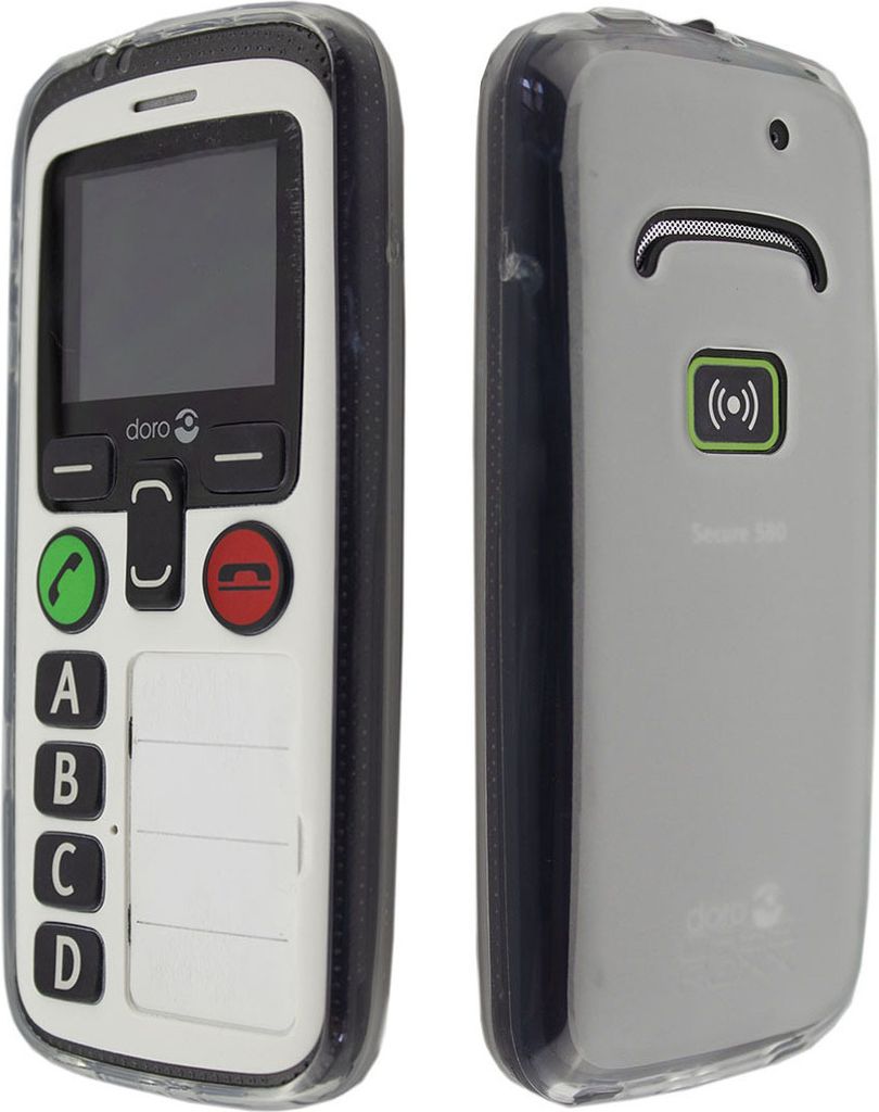 caseroxx Schutz-Hülle TPU-Hülle kompatibel mit Doro Secure 580 / 580IUP, Gummi Handy Tasche weiß-transparent