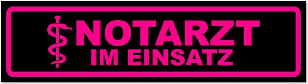 Kiwistar - Autoaufkleber - Pink - Schwarz - 20 x 5,3 cm - Notarzt im Einsatz - Hinweis Aufkleber Sticker für Auto, Kfz, Fahrrad, PKW, LKW