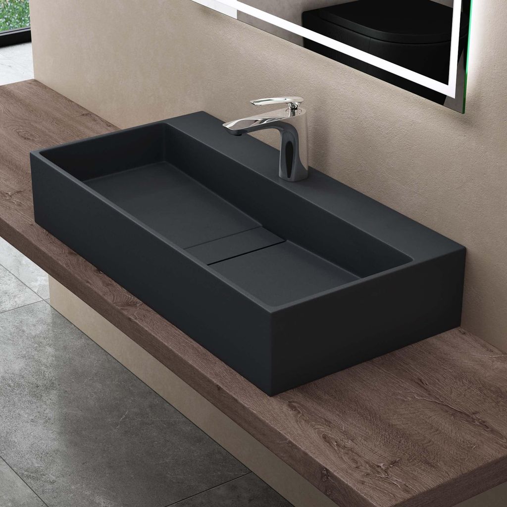ddoporro Lavabo da Bagno Rettangolare 80 cm in Resina Immagine del prodotto 