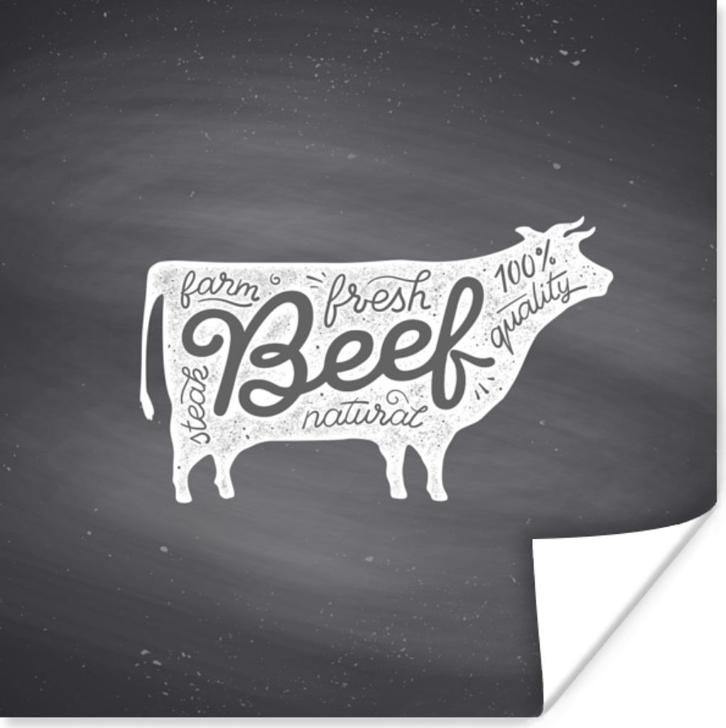 MuchoWow Poster Kuh - Tier - Steak 100x100 cm - Babyzimmer