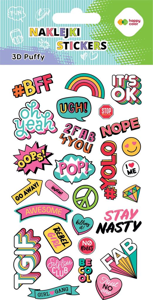 Puffy Aufkleber - Funky Text Happy Color