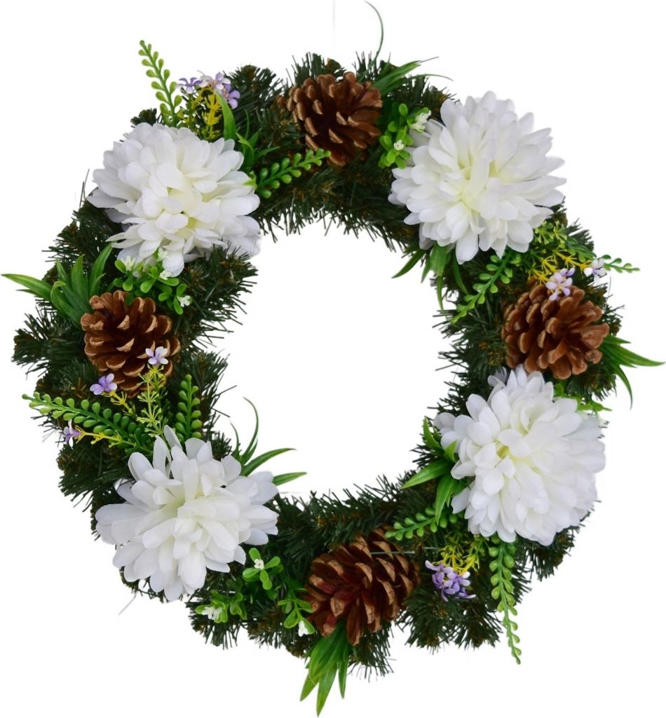 Herbstkranz mit weißen Chrysanthemen Ø35 cm