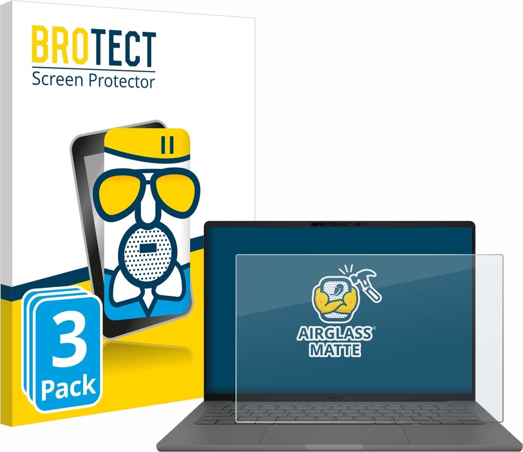 3x BROTECT Entspiegelungs Schutzglas für ASUS ZenBook A14 UX3407 Schutzfolie Panzer Folie Glas Display Schutz matt