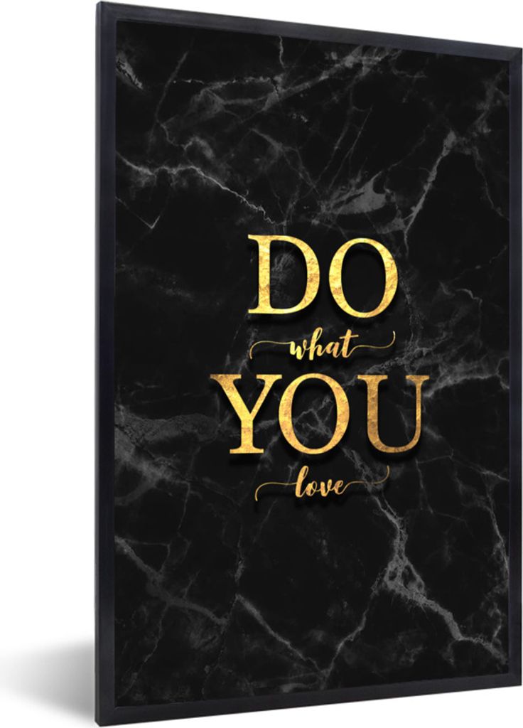 MuchoWow Gerahmtes Poster Zitate - Motivation - Gold - Marmor 40x60 cm - Poster mit Schwarzem Bilderrahmen Wandposter Rahmen Foto Bilder - Papier...